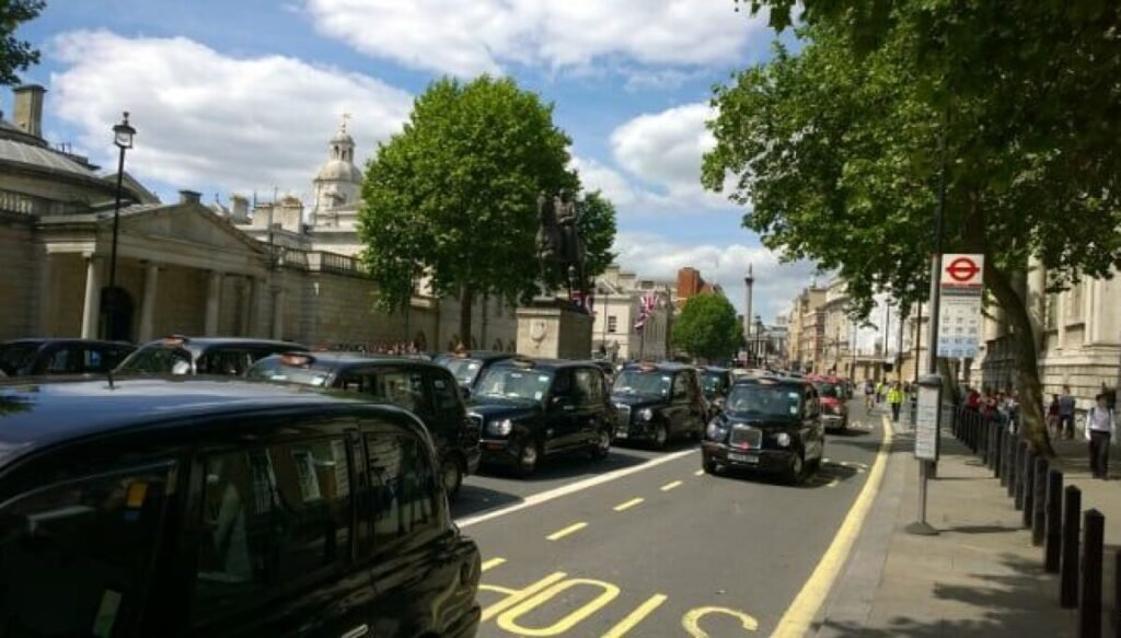 London robotaxis protest by cab drivers