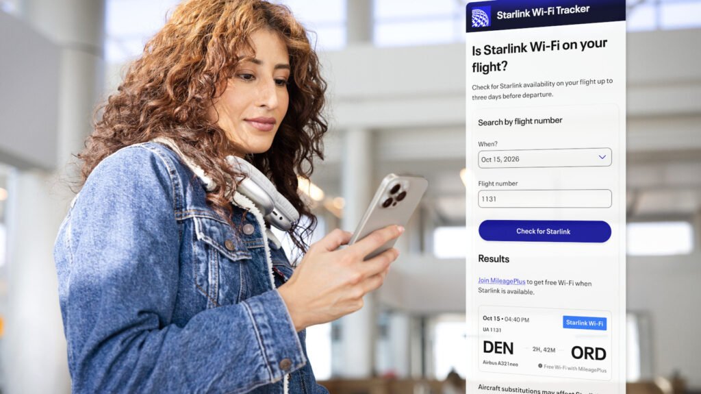 Airplane cabin with Starlink Wi-Fi