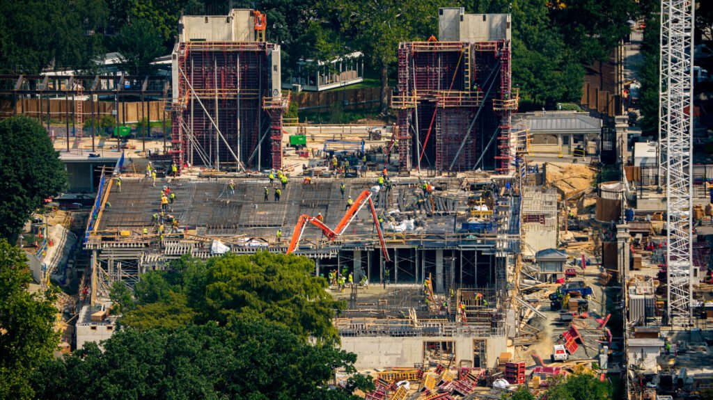 Corporate Donations Reveal Trump ballroom project Funding Aerial view of Trump ballroom project