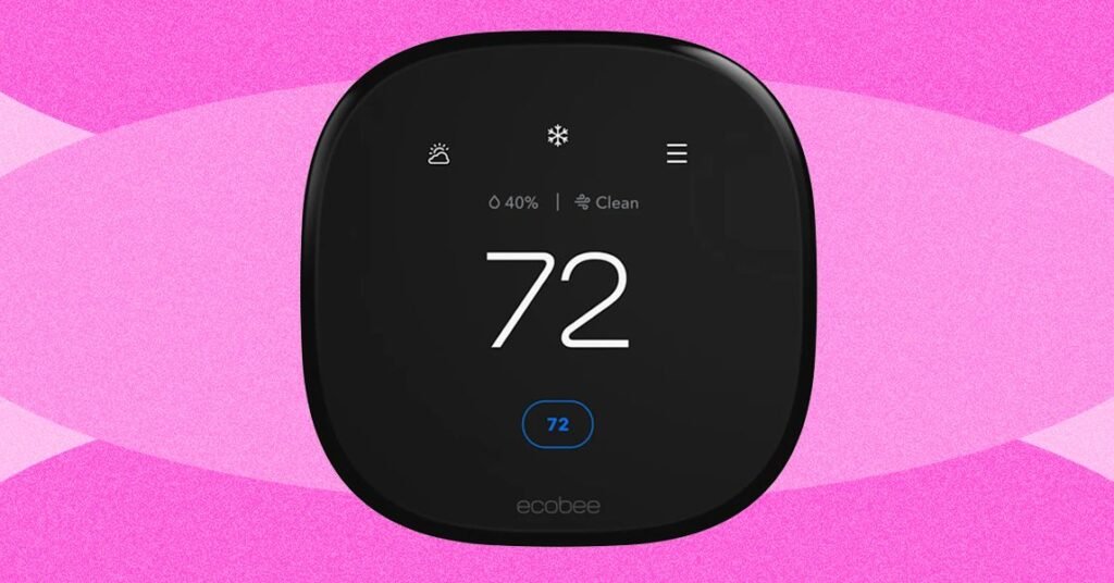 Modern Ecobee smart thermostat on wall