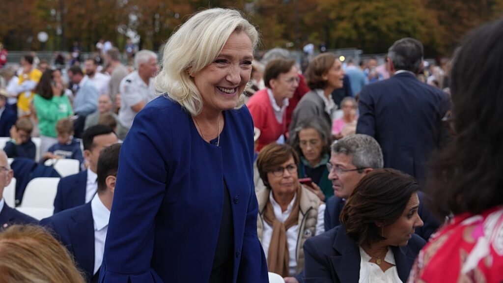 Marine Le Pen Blasts Exhausted Power Amid Paris Looting Marine Le Pen addresses the press