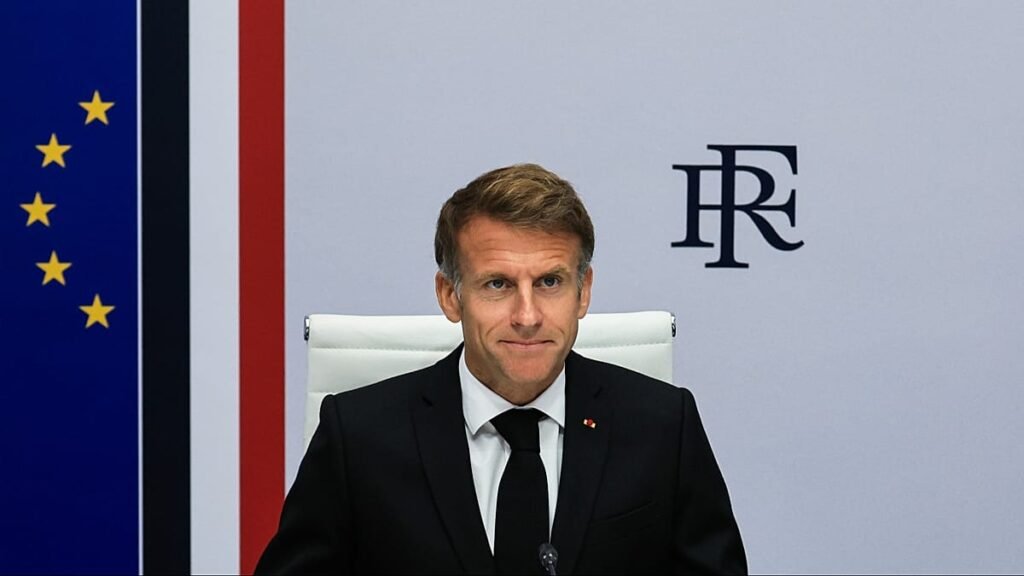 Emmanuel Macron addressing security updates