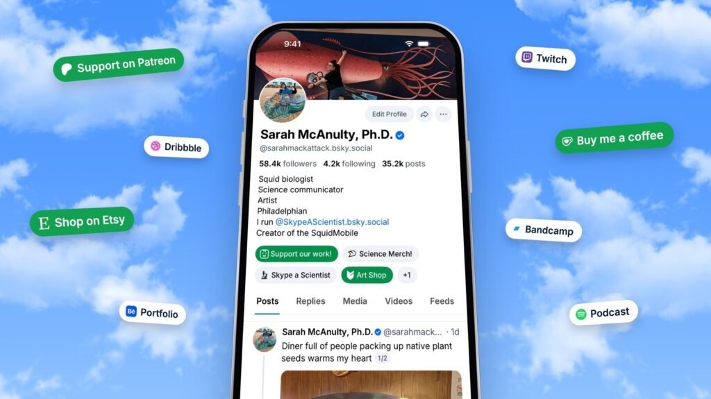 Bluesky iPad App Update Brings New Profile Link Features Bluesky iPad app running on modern tablet