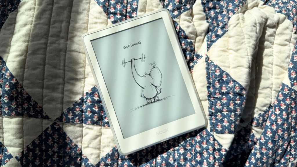 Boox e-readers on wooden table