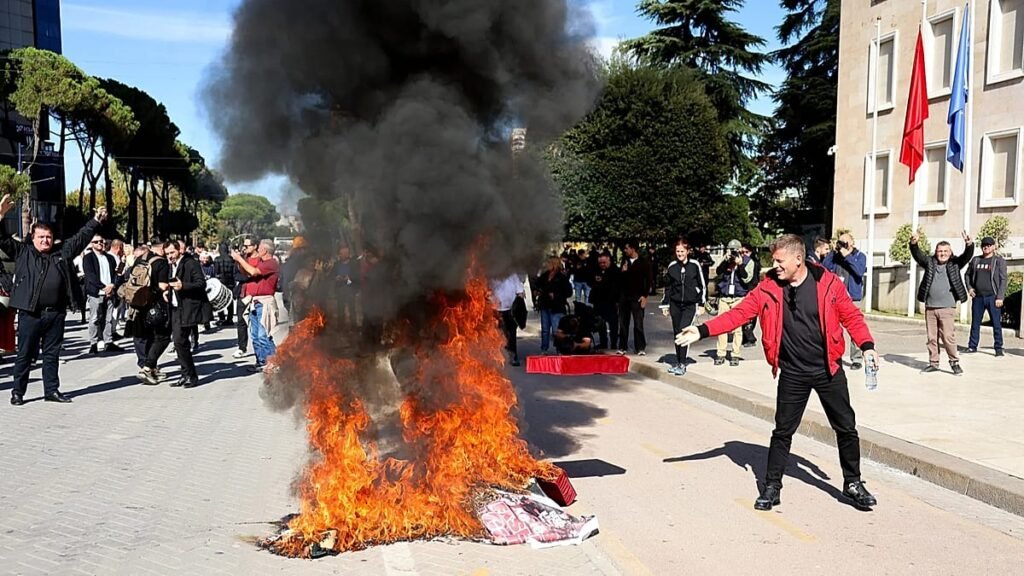 Student Protests Escalate Against Albania PM Office Student protests Albania PM