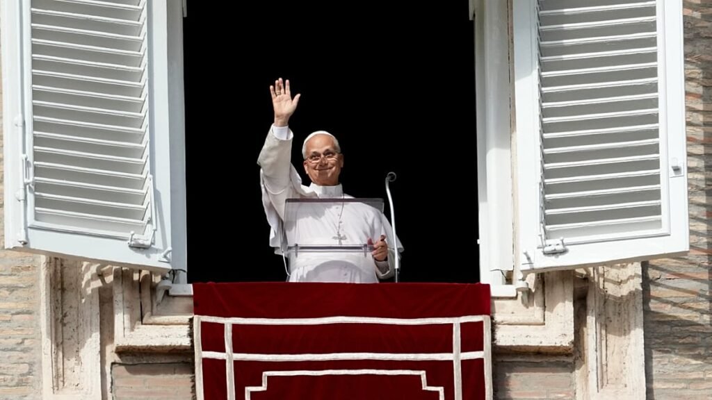 Pope Leo XIV addressing crowd